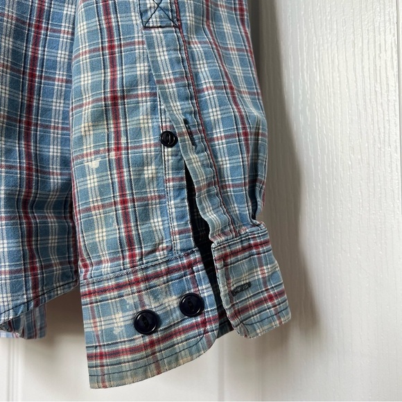 Eddie Bauer Shirt Men's Plaid Button Down‎ Front Pocket XLT XL Tall Blue Twill - Picture 6 of 8